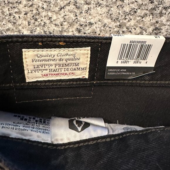 Levi's Mid Length Black Jean Shorts Womens Size 27 Denim Cut Offs Distressed - Picture 6 of 6